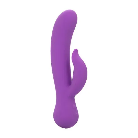 Vibrateur double stimulation rechargeable Calexotics violet avec tige incurvée et stimulateur clitoridien indépendant