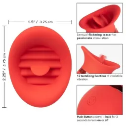 Vibrador de lengua CALEXOTICS con punta de silicona suave y 12 modos de vibración.
