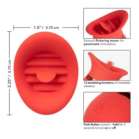 Masseur lingual vibrant CALEXOTICS avec pointe en silicone doux et 12 modes de vibration.