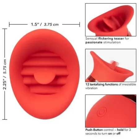 Vibratore linguale CALEXOTICS con punta in silicone morbido e 12 modalità di vibrazione.