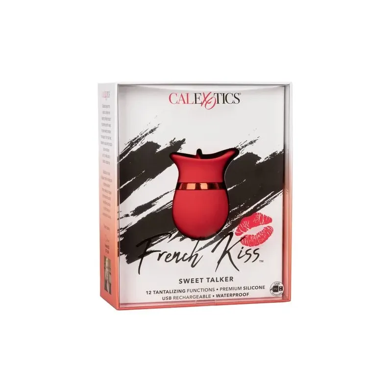 Vibrador de lengua CALEXOTICS con punta de silicona suave y 12 modos de vibración.