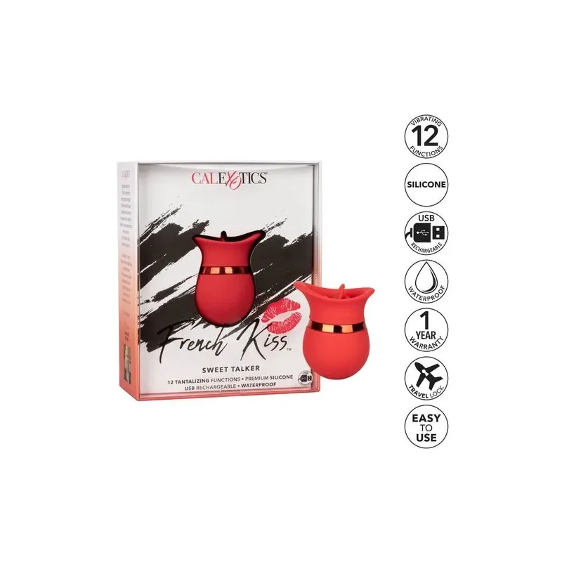 Masseur lingual vibrant CALEXOTICS avec pointe en silicone doux et 12 modes de vibration.