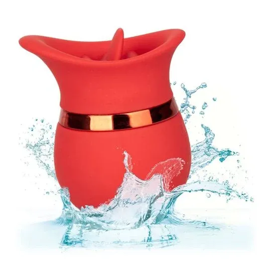 Vibrador de lengua CALEXOTICS con punta de silicona suave y 12 modos de vibración.
