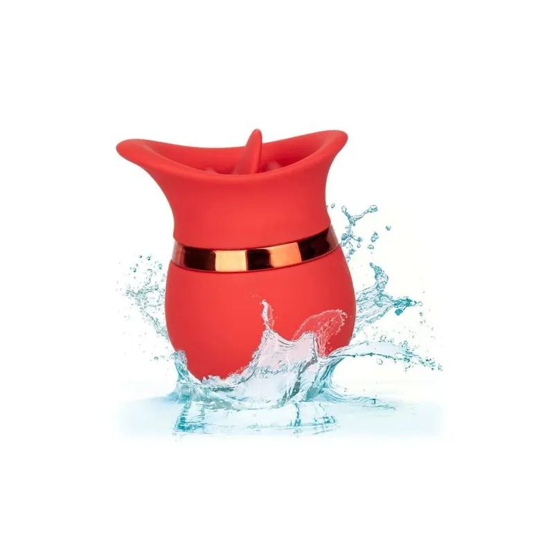 Vibrador de lengua CALEXOTICS con punta de silicona suave y 12 modos de vibración.