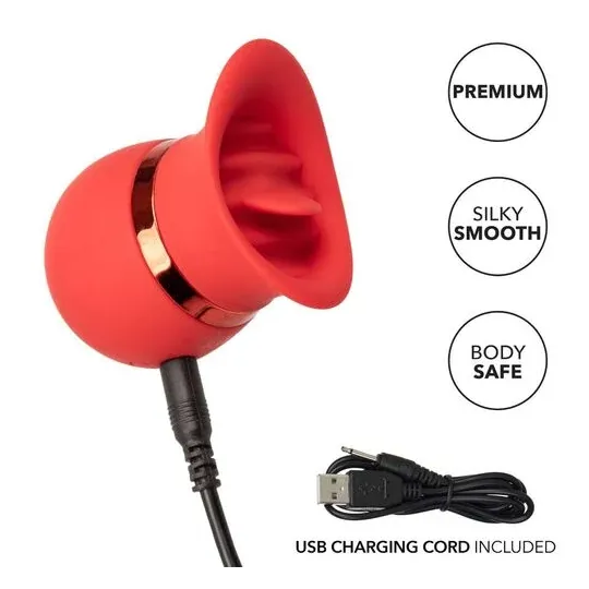 Vibratore linguale CALEXOTICS con punta in silicone morbido e 12 modalità di vibrazione.