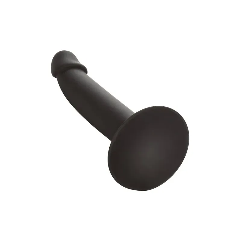 Sonda anal fina flexible de silicona negra CalExotics con ventosa para exploración progresiva
