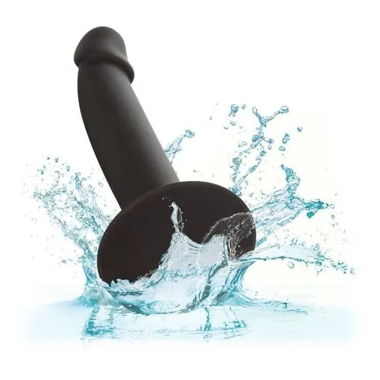 Sonda anale sottile flessibile in silicone nero CalExotics con ventosa per esplorazione graduale