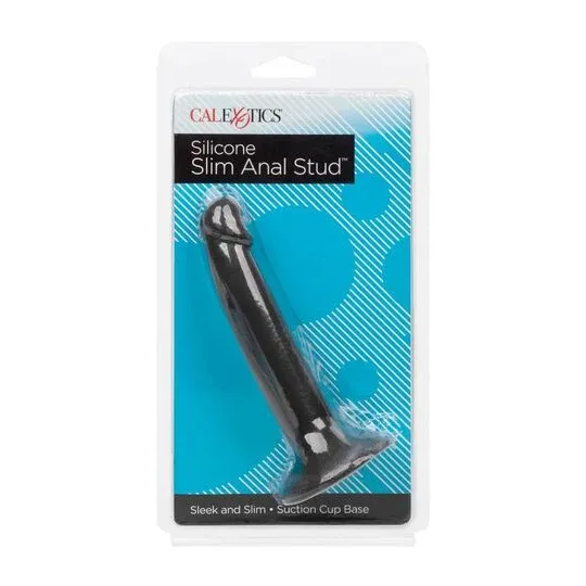 Sonde anale fine flexible en silicone noir CalExotics avec ventouse pour exploration progressive