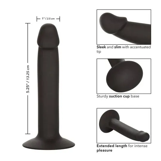 Flexible slim anal probe made of silicone by CalExotics with suction cup for gentle exploration