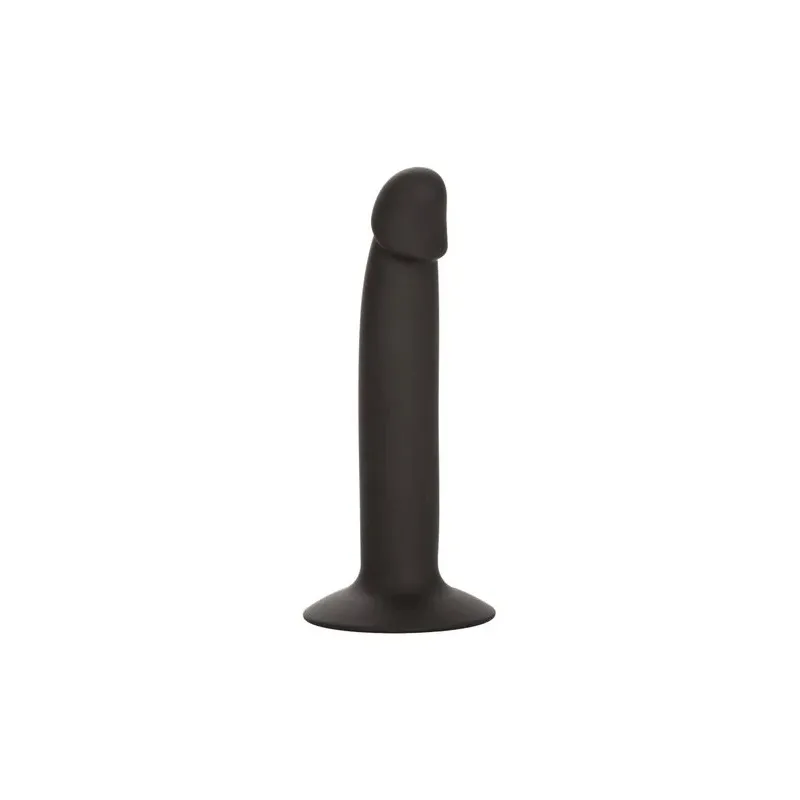 Sonda anal fina flexible de silicona negra CalExotics con ventosa para exploración progresiva