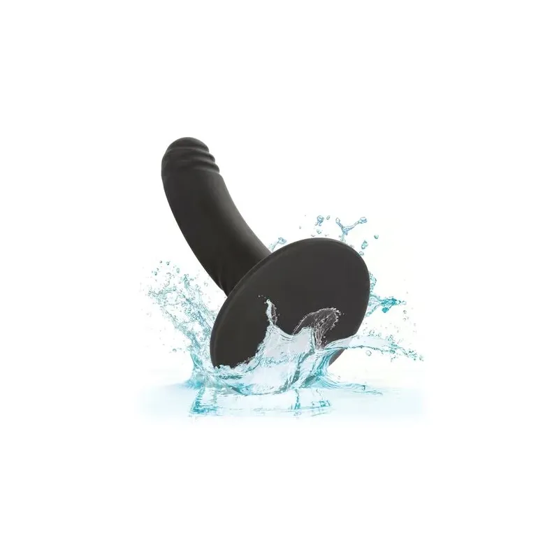 Gode CALEXOTICS Boundless 12 cm en silicone incurvé et strié, compatible harnais et ventouse.