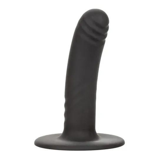 Gode CALEXOTICS Boundless 12 cm en silicone incurvé et strié, compatible harnais et ventouse.