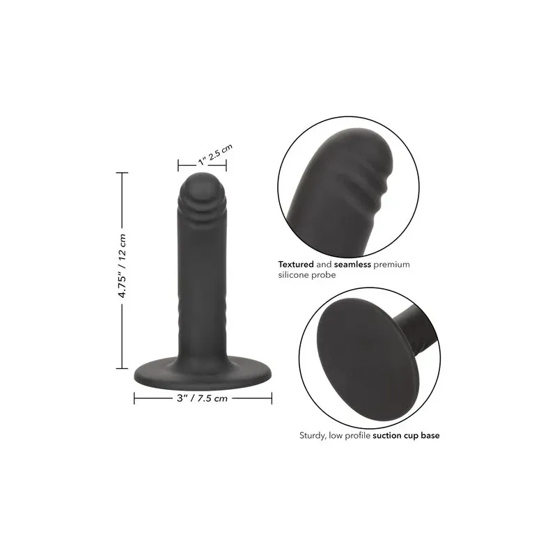 Gode CALEXOTICS Boundless 12 cm en silicone incurvé et strié, compatible harnais et ventouse.