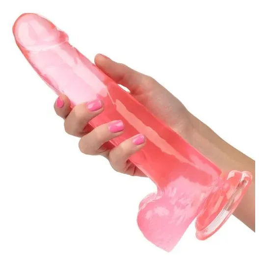 Gode reine taille rose CALEXOTICS avec base ventouse, 20,3 cm insérable, matière TPR réaliste