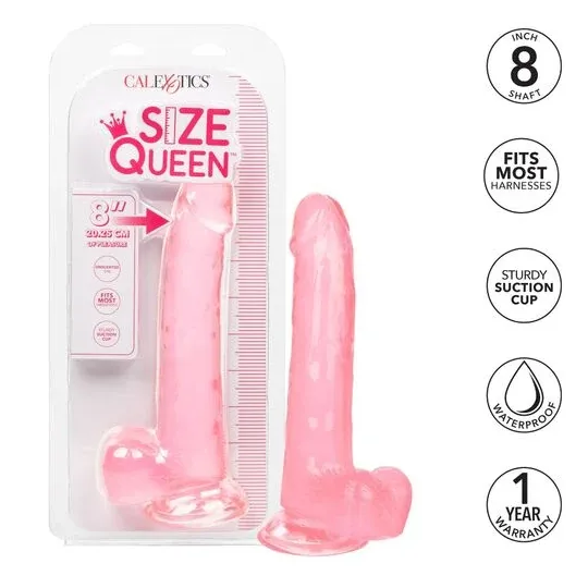 Gode reine taille rose CALEXOTICS avec base ventouse, 20,3 cm insérable, matière TPR réaliste