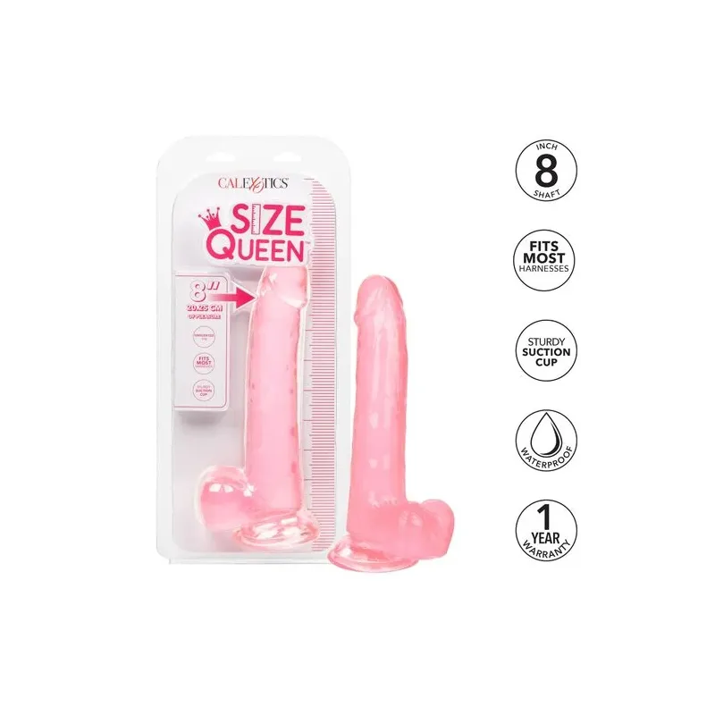 Gode reine taille rose CALEXOTICS avec base ventouse, 20,3 cm insérable, matière TPR réaliste