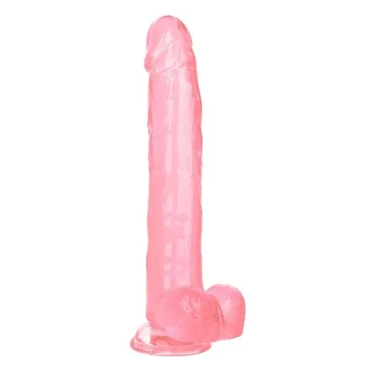 Gode à ventouse CALEXOTICS Size Queen rose 25,5 cm en TPR réaliste, diamètre 5 cm, pour sensations profondes.
