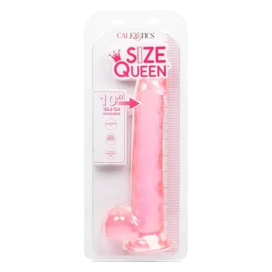 Gode à ventouse CALEXOTICS Size Queen rose 25,5 cm en TPR réaliste, diamètre 5 cm, pour sensations profondes.
