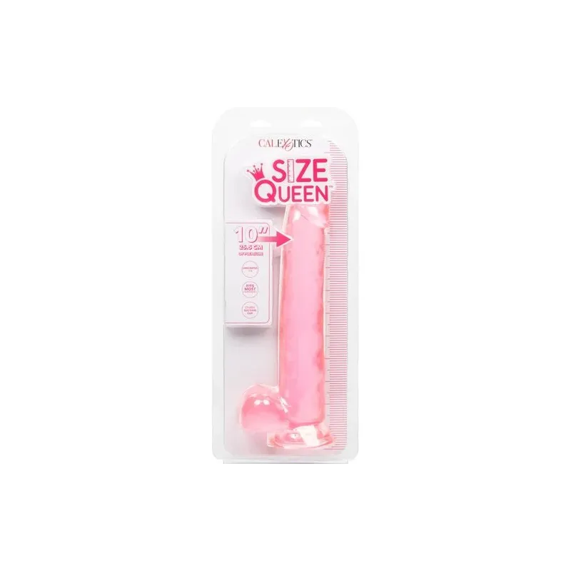 Gode à ventouse CALEXOTICS Size Queen rose 25,5 cm en TPR réaliste, diamètre 5 cm, pour sensations profondes.