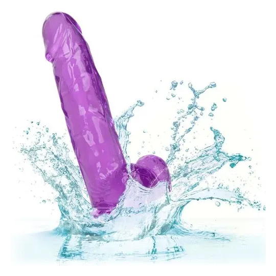 Gode reine violet CALEXOTICS 15,3 cm avec ventouse flexible et base compatible harnais