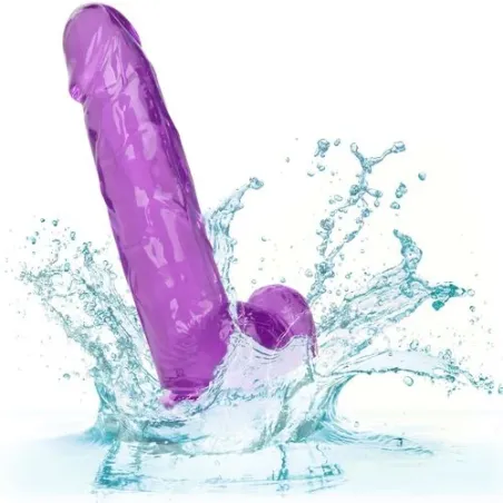 Gode reine violet CALEXOTICS 15,3 cm avec ventouse flexible et base compatible harnais