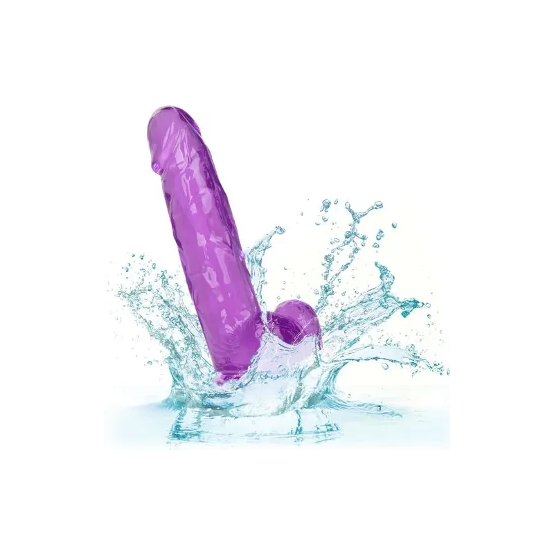 Gode reine violet CALEXOTICS 15,3 cm avec ventouse flexible et base compatible harnais