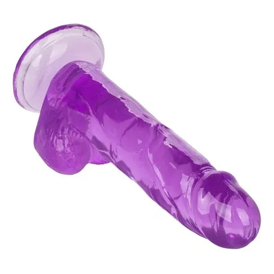 Gode reine violet CALEXOTICS 15,3 cm avec ventouse flexible et base compatible harnais