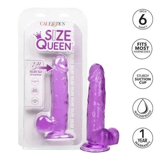 Gode reine violet CALEXOTICS 15,3 cm avec ventouse flexible et base compatible harnais