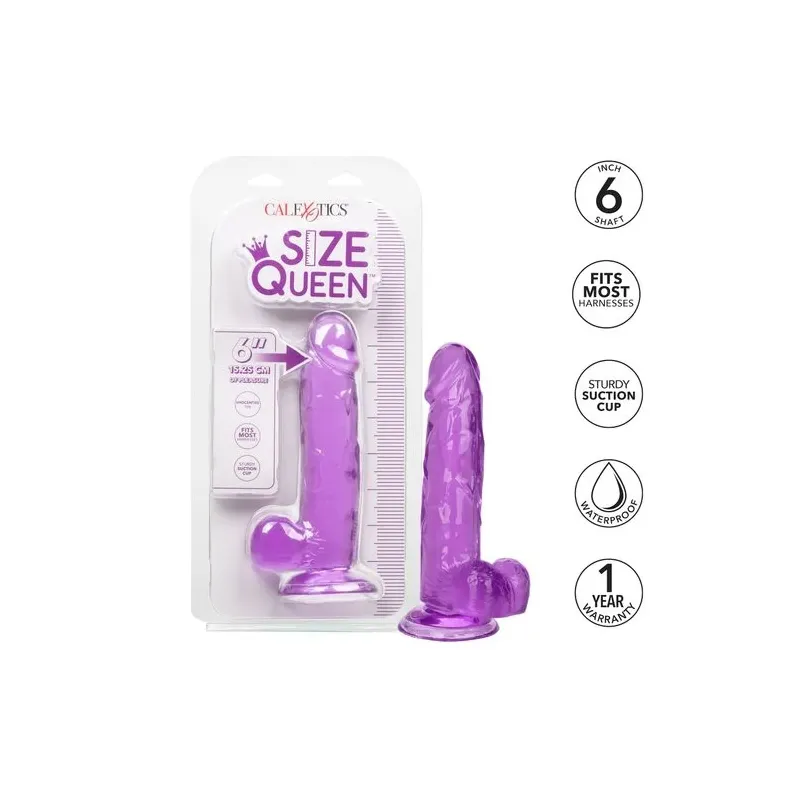 Gode reine violet CALEXOTICS 15,3 cm avec ventouse flexible et base compatible harnais