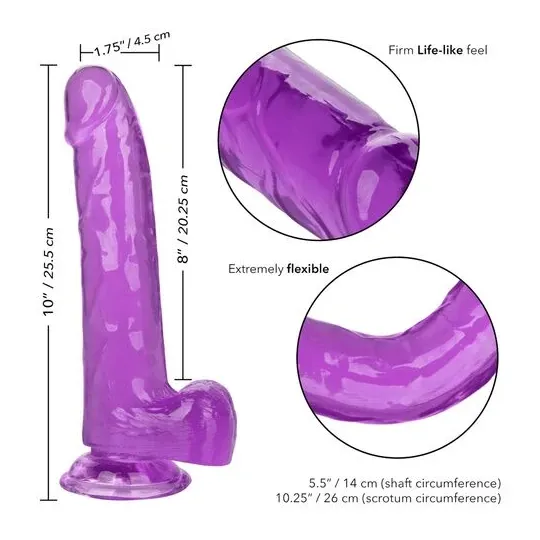 Gode violet Calexotics 20,3 cm avec base ventouse et matière TPR réaliste