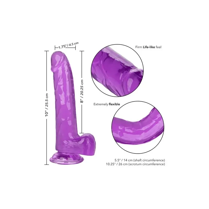 Gode violet Calexotics 20,3 cm avec base ventouse et matière TPR réaliste