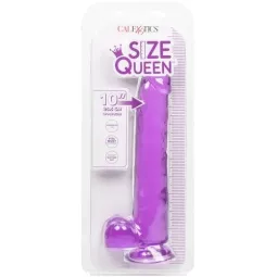 Consolador violeta CALEXOTICS Size Queen 25,5 cm con ventosa, impermeable, compatible con arnés para estimulación profunda