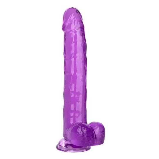 Lila Dildo CALEXOTICS Size Queen 25,5 cm mit Saugnapf, wasserdicht, für tiefe Stimulation und Harnisch kompatibel