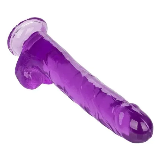 Consolador violeta CALEXOTICS Size Queen 25,5 cm con ventosa, impermeable, compatible con arnés para estimulación profunda