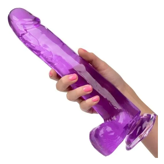 Lila Dildo CALEXOTICS Size Queen 25,5 cm mit Saugnapf, wasserdicht, für tiefe Stimulation und Harnisch kompatibel