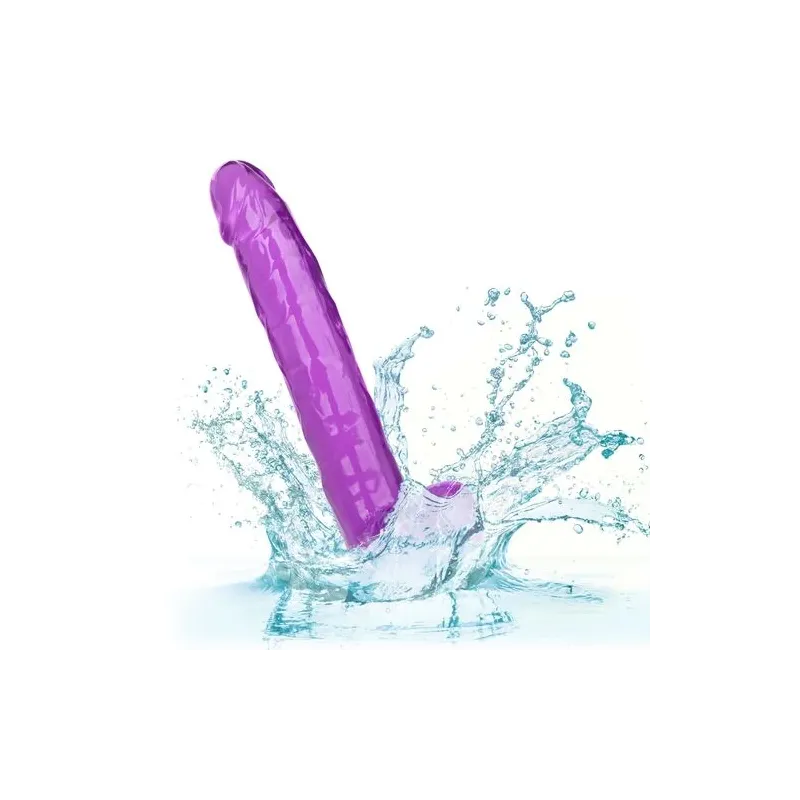 Consolador violeta CALEXOTICS Size Queen 25,5 cm con ventosa, impermeable, compatible con arnés para estimulación profunda