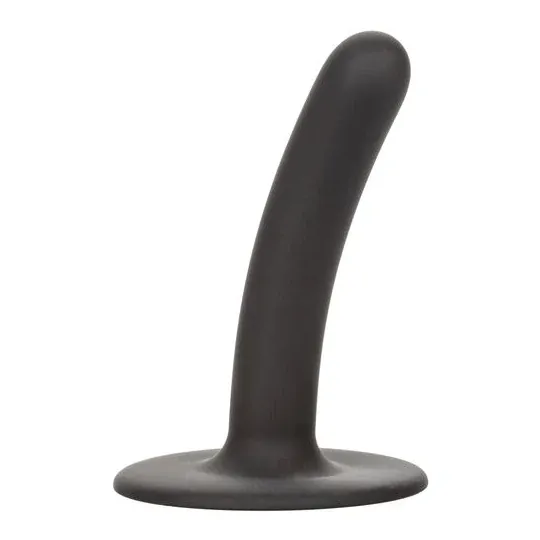 Gode CalExotics Boundless en silicone rose, tige fine incurvée avec base ventouse, longueur 11,5 cm.
