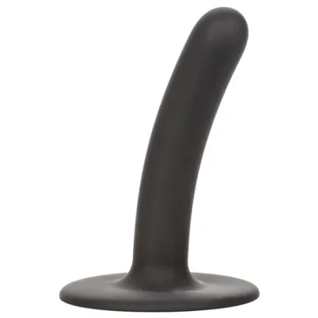 Gode CalExotics Boundless en silicone rose, tige fine incurvée avec base ventouse, longueur 11,5 cm.