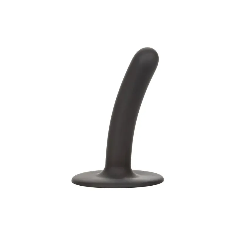 Consolador CalExotics Boundless de silicona rosa curvo con base ventosa, 11,5 cm.