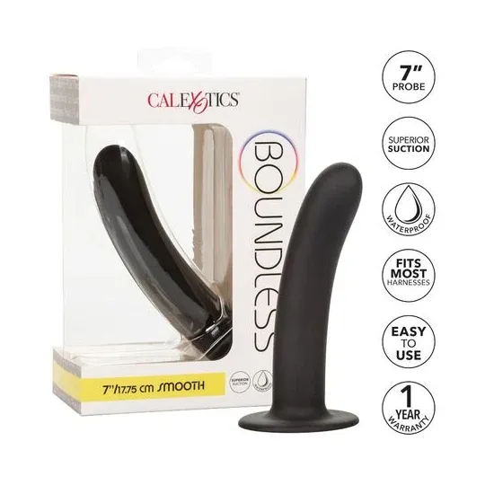 Gode extra-long 17,8 cm violet Calexotics avec base ventouse et tige incurvée en silicone