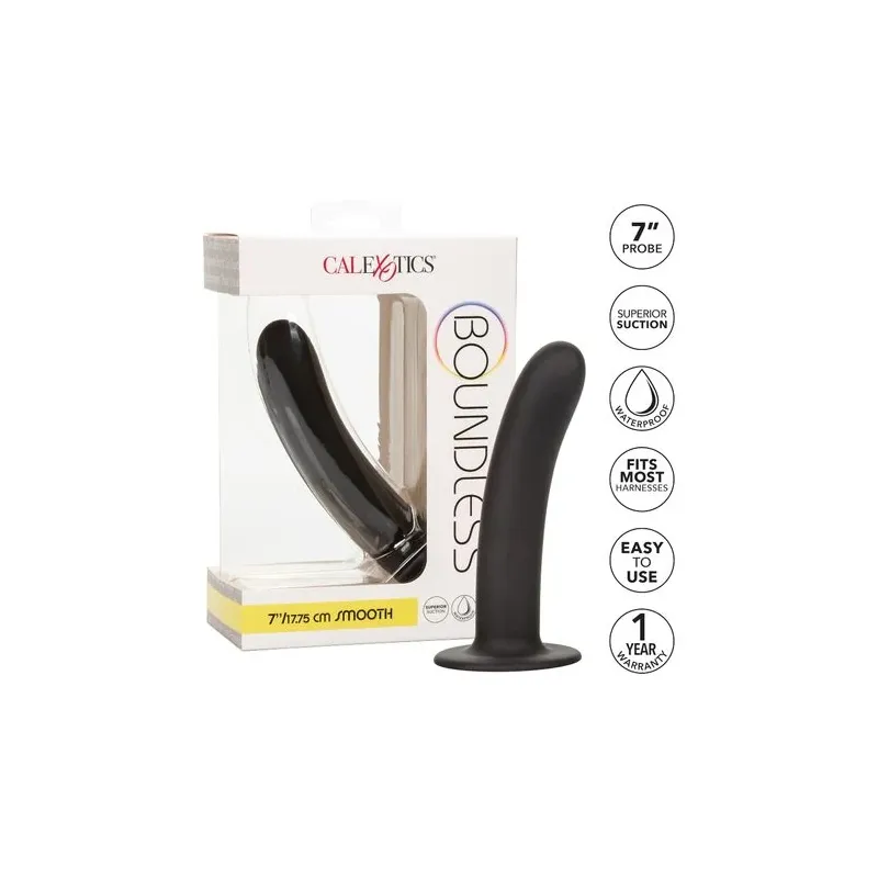 Gode extra-long 17,8 cm violet Calexotics avec base ventouse et tige incurvée en silicone