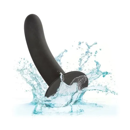 Extra langer Dildo 17,8 cm lila Calexotics mit Saugnapf und gebogenem Schaft aus Silikon