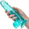 Gode taille reine flexible Calexotics bleu avec base ventouse pour fixation sur surfaces lisses