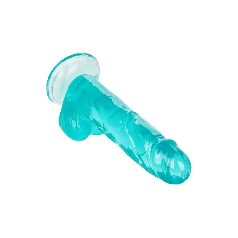 Gode taille reine flexible Calexotics bleu avec base ventouse pour fixation sur surfaces lisses