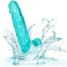 Gode taille reine flexible Calexotics bleu avec base ventouse pour fixation sur surfaces lisses