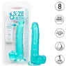Gode taille reine bleu Calexotics 20,3 cm imperméable à base ventouse pour harnais