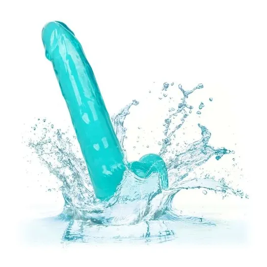 Gode taille reine bleu Calexotics 20,3 cm imperméable à base ventouse pour harnais