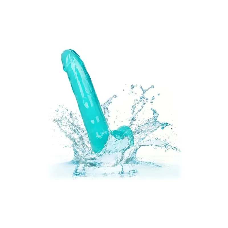 Gode taille reine bleu Calexotics 20,3 cm imperméable à base ventouse pour harnais