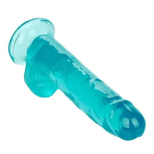 Gode taille reine bleu Calexotics 20,3 cm imperméable à base ventouse pour harnais