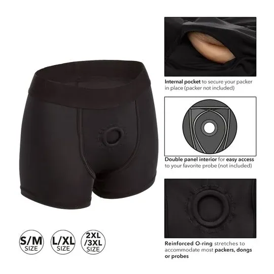 Harnais boxer Calexotics taille L/XL, ceinture large et anneau renforcé pour accessoires.